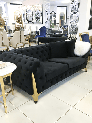 Sofá Montecarlo 2 cuerpos Velvet Negro