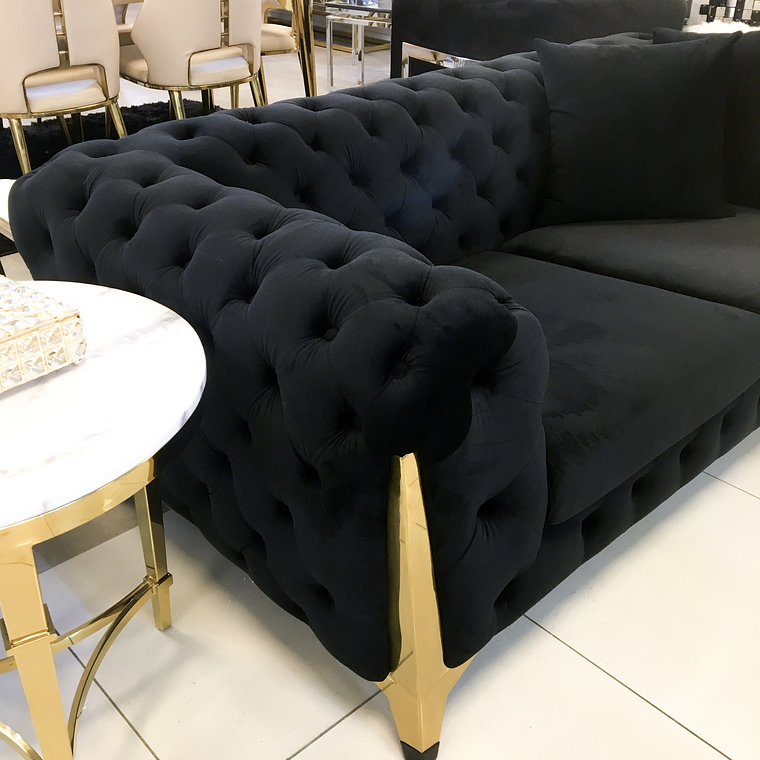 Sofá Montecarlo 2 cuerpos Velvet Negro 2