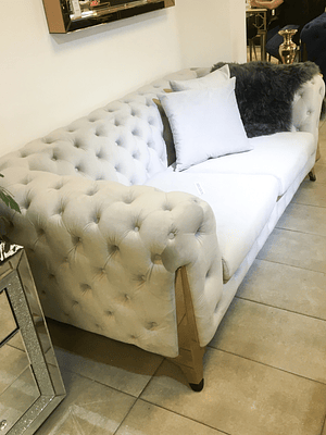 Sofá Montecarlo 2 cuerpos Velvet Gris Perla