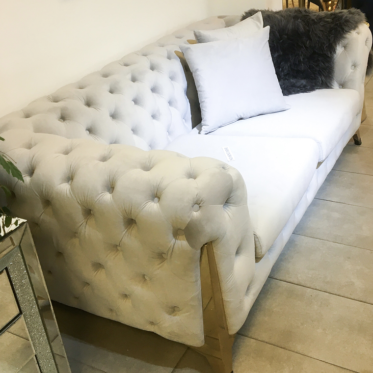 Sofá Montecarlo 2 cuerpos Velvet Gris Perla 2