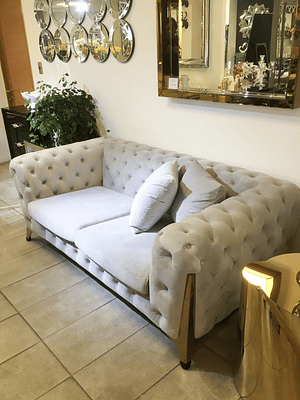 Sofá Montecarlo 2 cuerpos Velvet Gris Perla