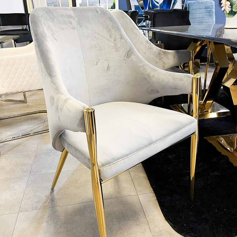 Silla Monet Velvet Gris Perla  1