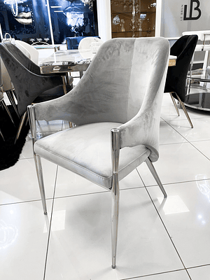 Silla Monet Velvet Gris Perla - Base Plata 