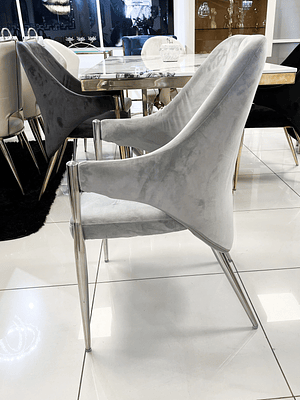 Silla Monet Velvet Gris Perla - Base Plata 