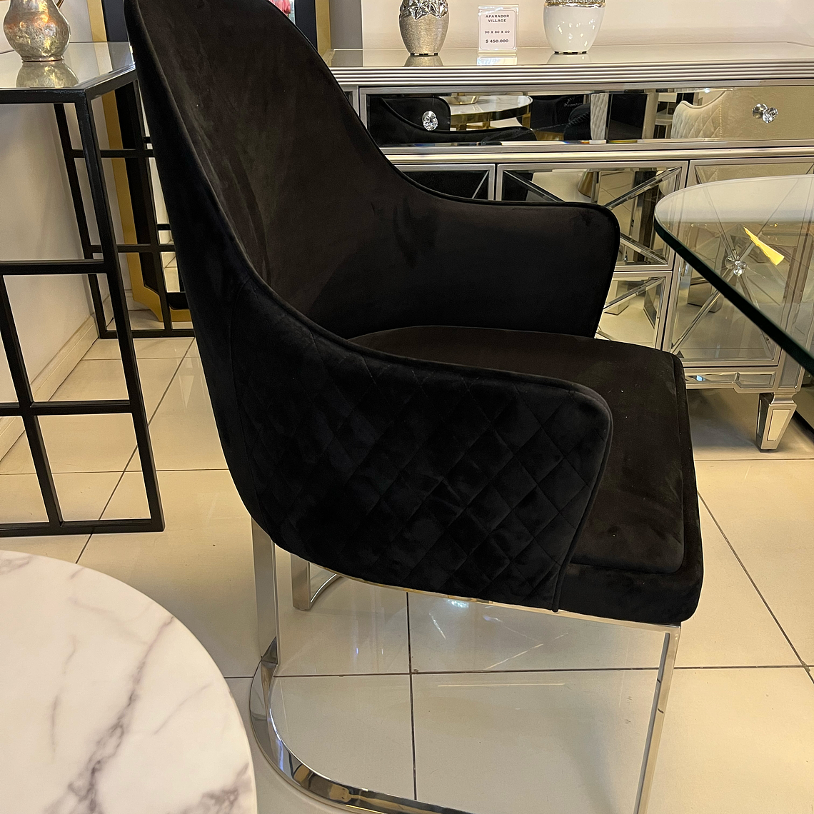 Sitial Eleanor Velvet Negro 1