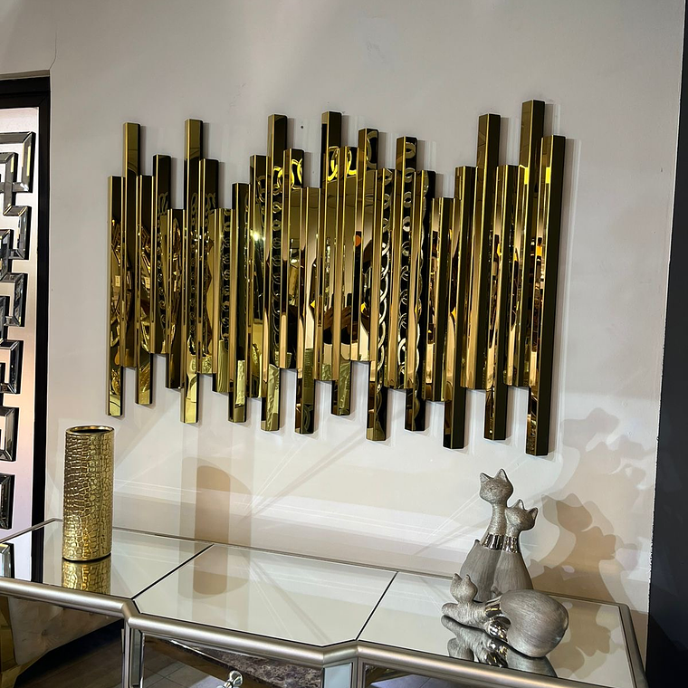 Decoración de Muro Acero Dorado Espejo 1