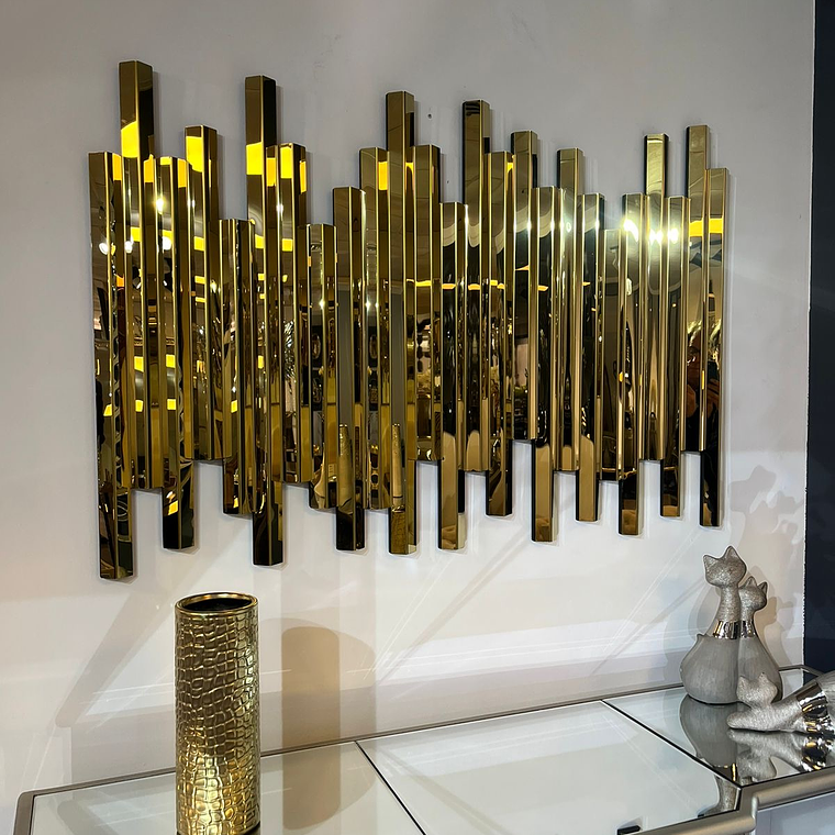 Decoración de Muro Acero Dorado Espejo 2