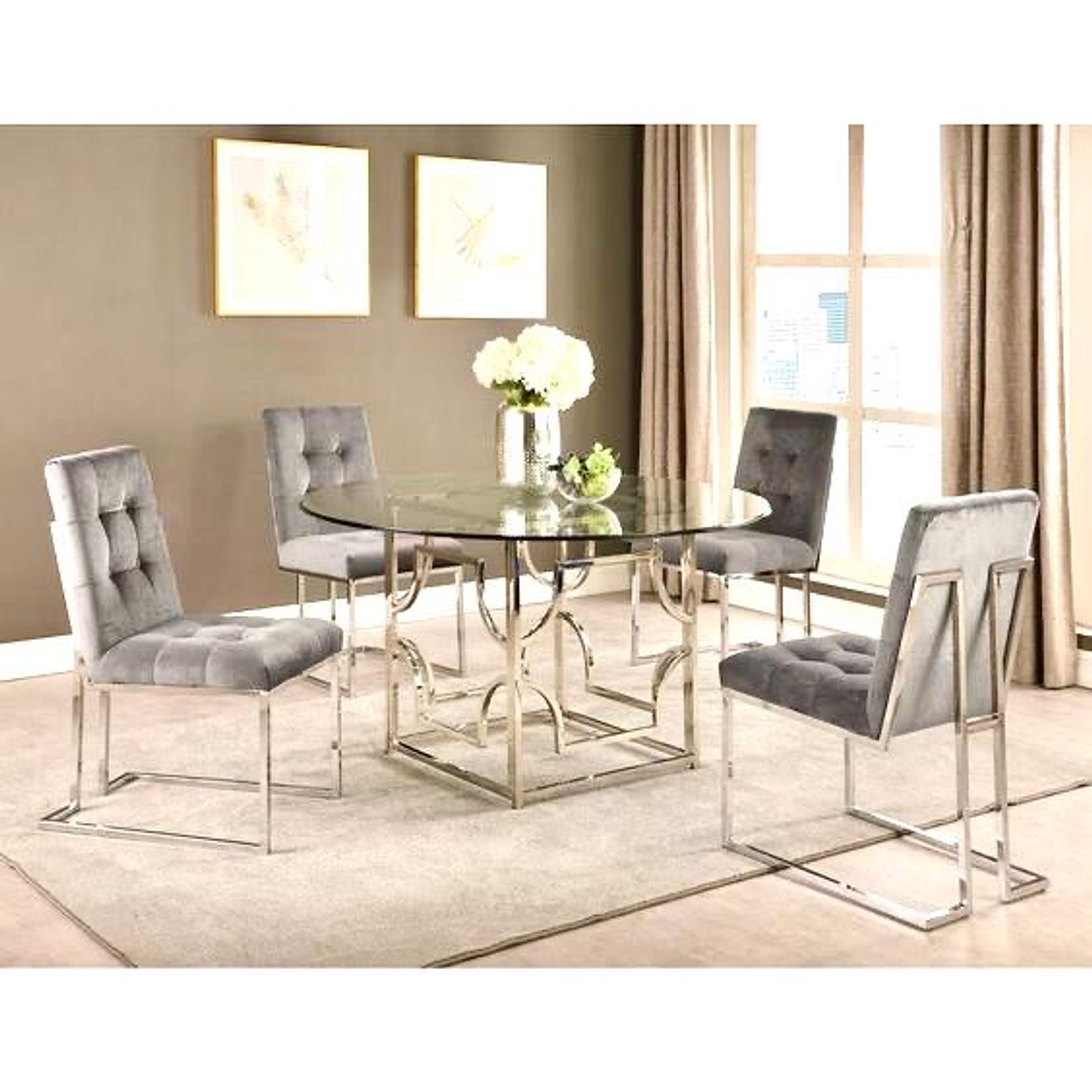 Silla Octavia Velvet Gris Perla 1