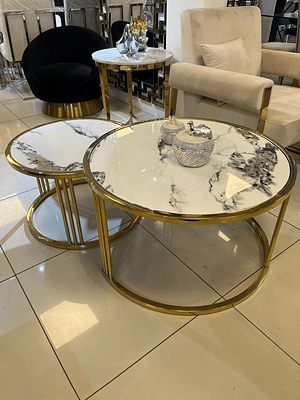 Mesa de Centro Annalí Mármol Blanco/Dorado