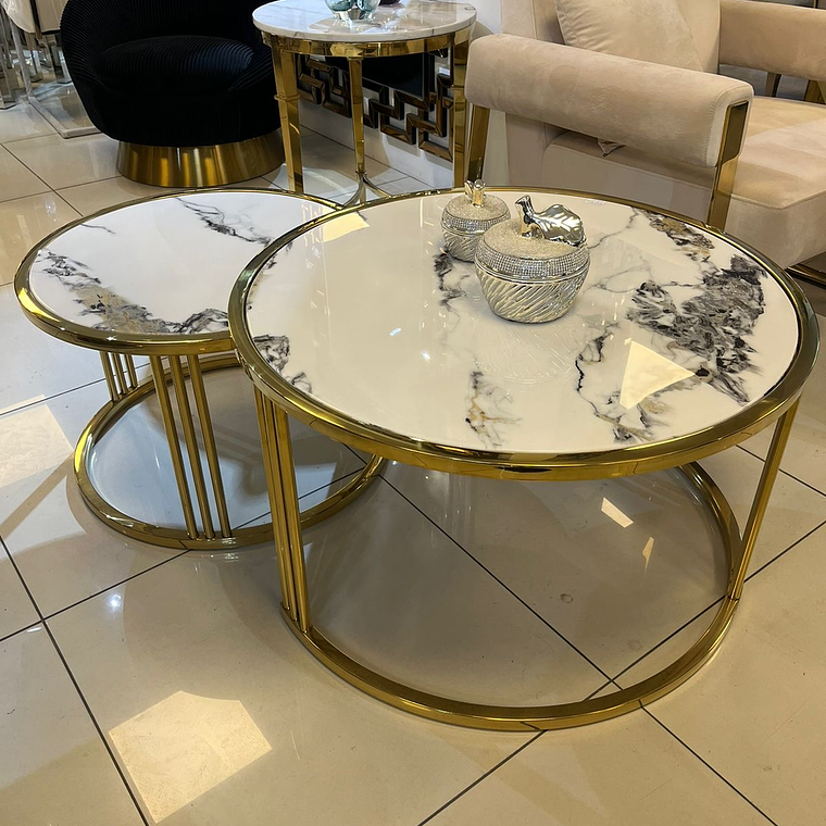 Mesa de Centro Annalí Mármol Blanco/Dorado 1