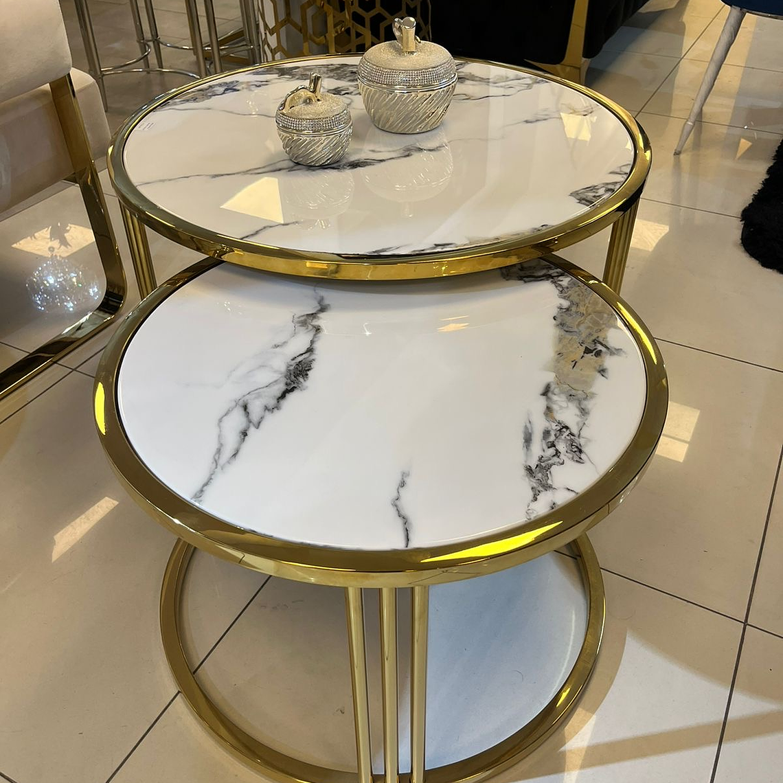 Mesa de Centro Annalí Mármol Blanco/Dorado 2