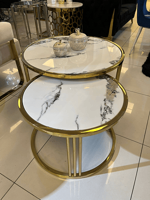 Mesa de Centro Annalí Mármol Blanco/Dorado