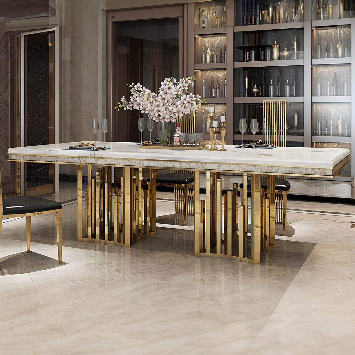 Mesa de Comedor Piacenza Mármol Blanco  1