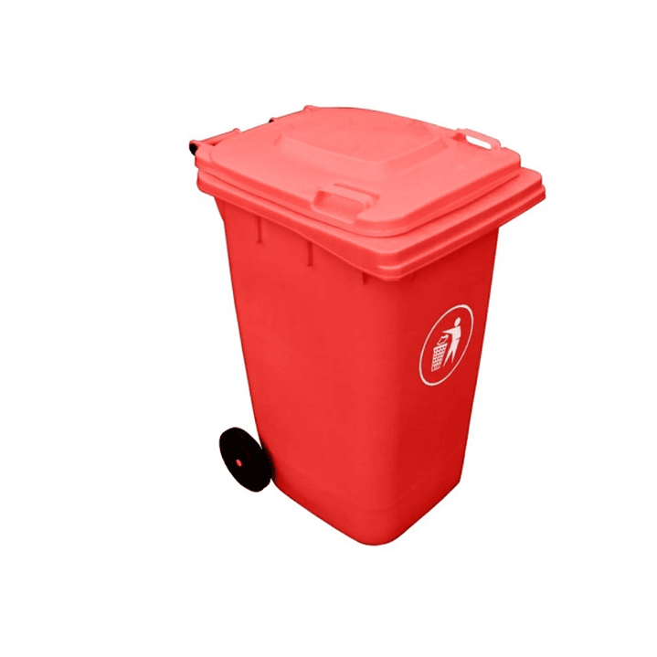 Basurero 240 Lts C/Ruedas Rojo 2
