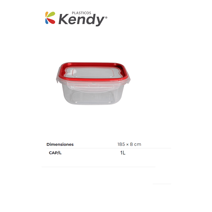 Hermético Kendyfresh Rectangular Nº2 Media 1