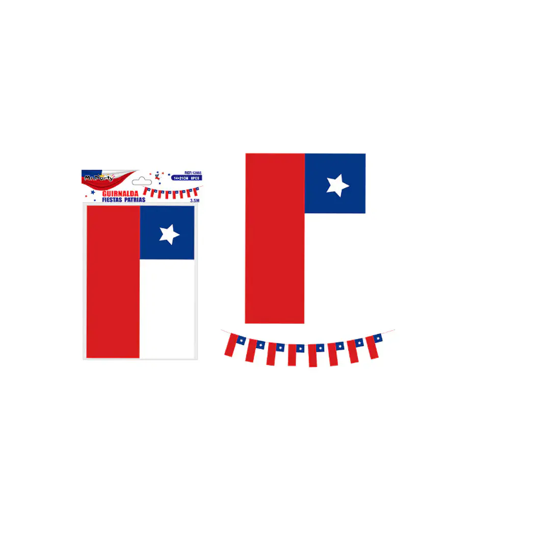 Tira Bandera Chilena 14x21 *3.5 Mts 1