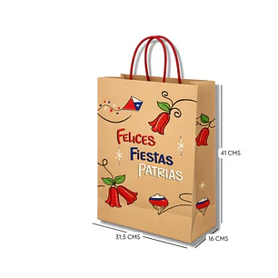 Bolsa Papel Kraft 31.5x41x16 Fiestas Patrias