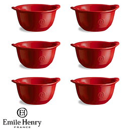 ﻿Set 6 Bowl Para Gratinar color rojo