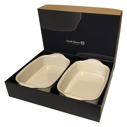 Set de regalo 2 Fuentes para horno rectangulares individuales crema