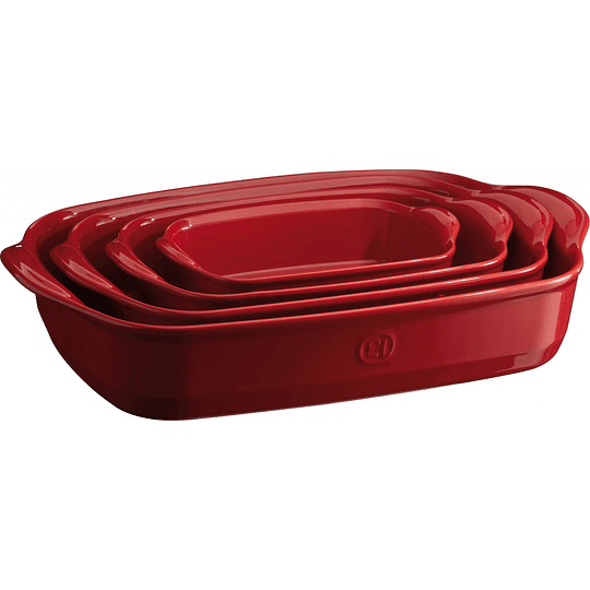 Fuente para horno rectangular individual roja