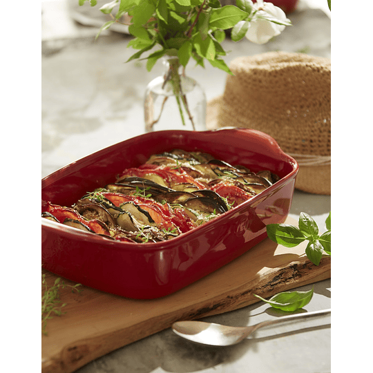 Fuente para horno rectangular grande roja