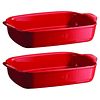 Set de regalo 2 Fuentes para horno rectangulares individuales rojas