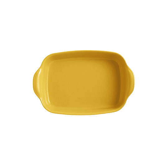 Fuente para horno rectangular pequeña amarilla