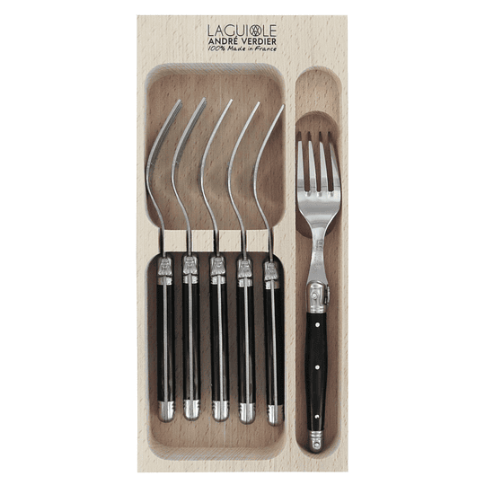Set 6 tenedores postre color negro Laguiole by Andre Verdier