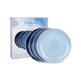 Set 4 platos de cena 28 cm c/caja de regalo ELEMENTS OCEAN