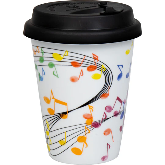 Mug c/tapa silicona con notas musicales