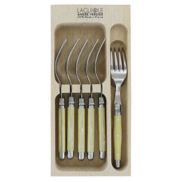 Set 6 tenedores postre color hueso Laguiole by Andre Verdier
