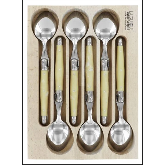 Set 6 unid. cuchara te color hueso Laguiole by Andre Verdier