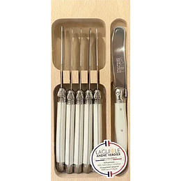 Set 6 cuchillos mantequilla blanco Laguiole by André Verdier