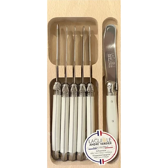 Set 6 cuchillos mantequilla blanco Laguiole by André Verdier