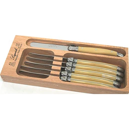 Set 6 cuchillos mantequilla hueso Laguiole by André Verdier