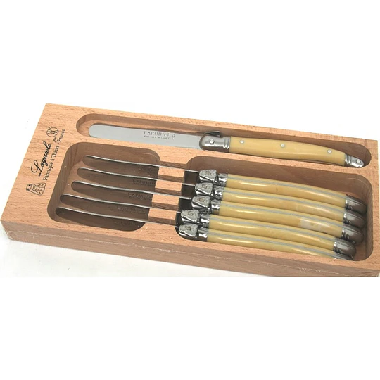Set 6 cuchillos mantequilla hueso Laguiole by André Verdier