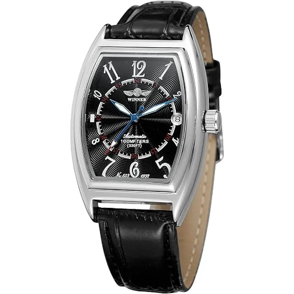 Reloj automático para hombre, marca Forsining, clásico de lujo, función de fecha, forma de Tonneau