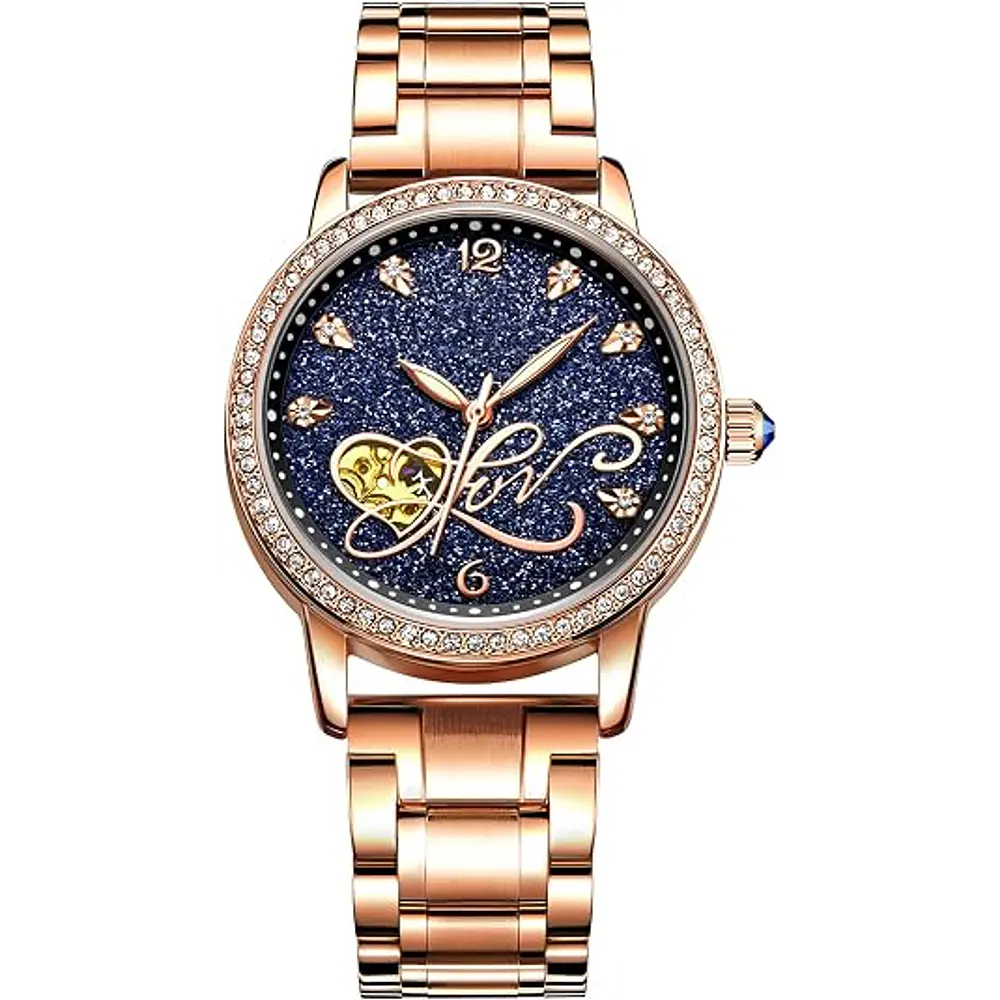 Reloj mecánico automático Rorios, para dama, cielo estrellado, luminoso, esfera de diamantes
