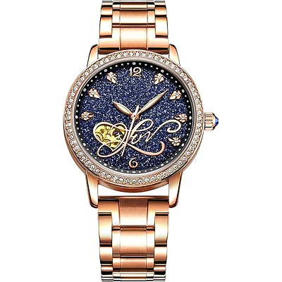 Reloj mecánico automático Rorios, para dama, cielo estrellado, luminoso, esfera de diamantes