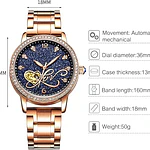 Reloj mecánico automático Rorios, para dama, cielo estrellado, luminoso, esfera de diamantes