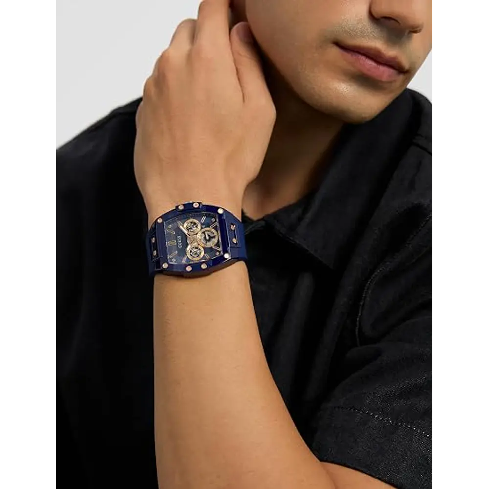 Reloj de cuarzo Guess, color azul, serie GW0G, para hombre. Resistencia al agua hasta 50M