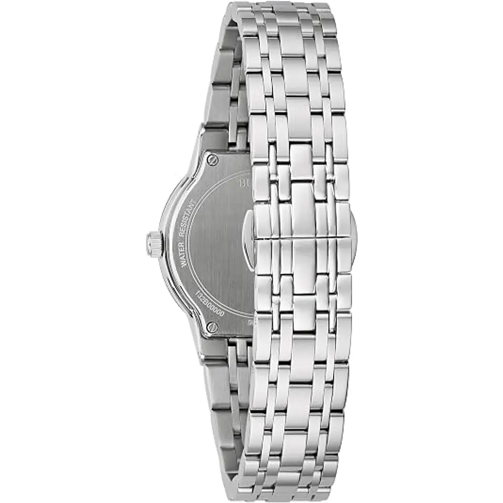 Reloj a cuarzo Bulova, para dama, modelo 96L299, de esfera negra. 
