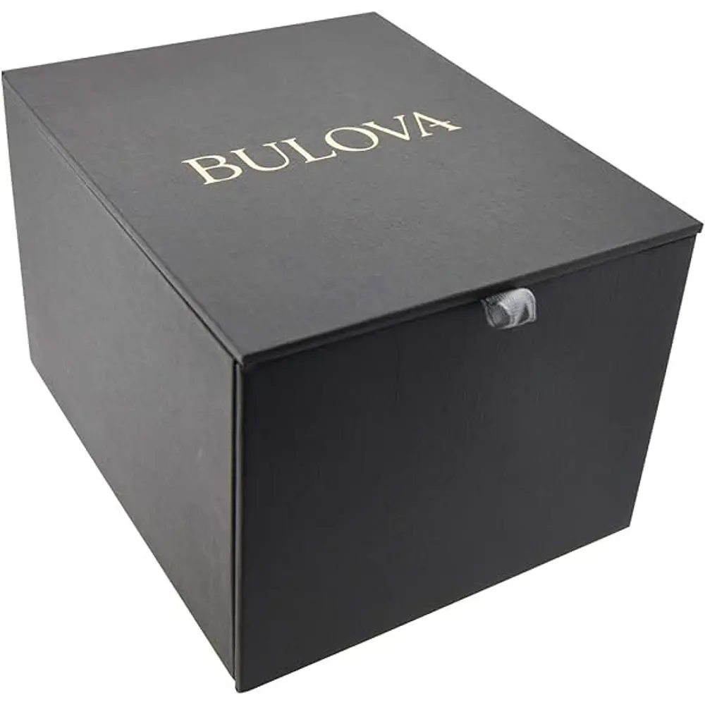 Reloj a cuarzo Bulova, para dama, modelo 96L299, de esfera negra. 