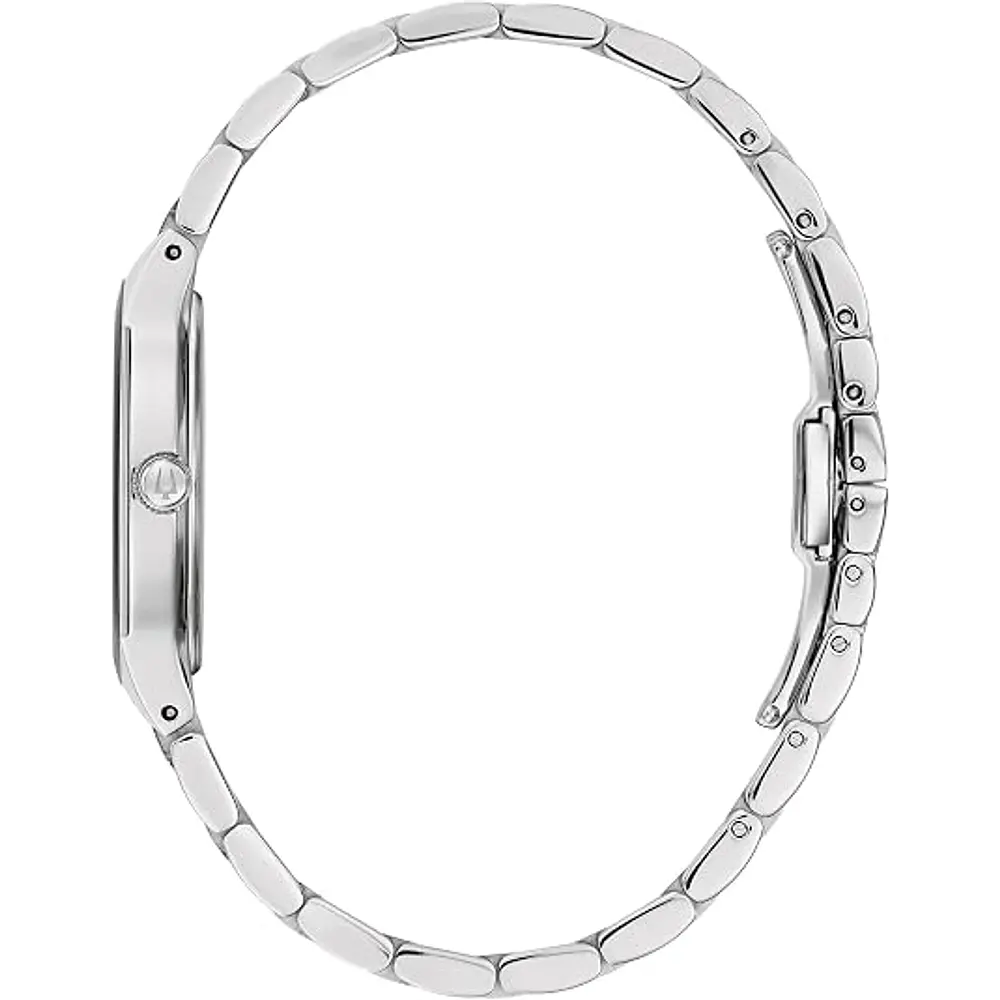 Reloj a cuarzo Bulova, para dama, modelo 96L299, de esfera negra. 