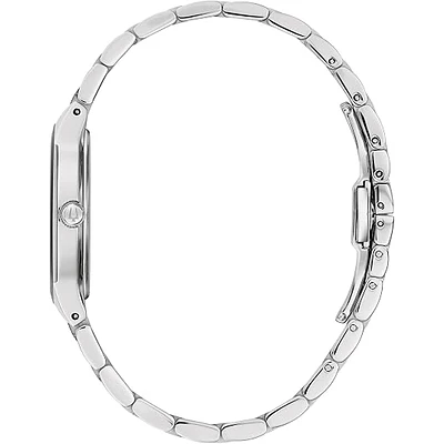 Reloj a cuarzo Bulova, para dama, modelo 96L299, de esfera negra. 