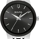 Reloj a cuarzo Bulova, para dama, modelo 96L299, de esfera negra. 