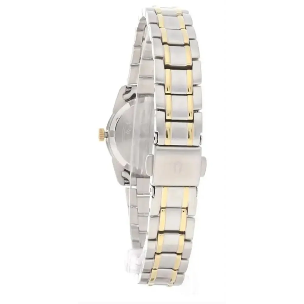Reloj a cuarzo Bulova, modelo 98M105, para dama, a dos tonos, con fechador.