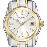 Reloj a cuarzo Bulova, modelo 98M105, para dama, a dos tonos, con fechador.