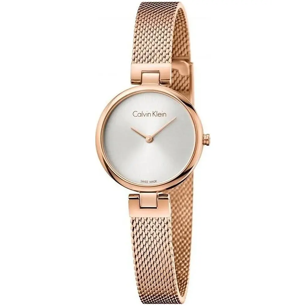 Reloj a cuarzo Calvin Klein para dama; modelo K8G23626, en tono oro rosa.