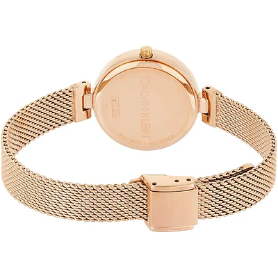 Reloj a cuarzo Calvin Klein para dama; modelo K8G23626, en tono oro rosa.